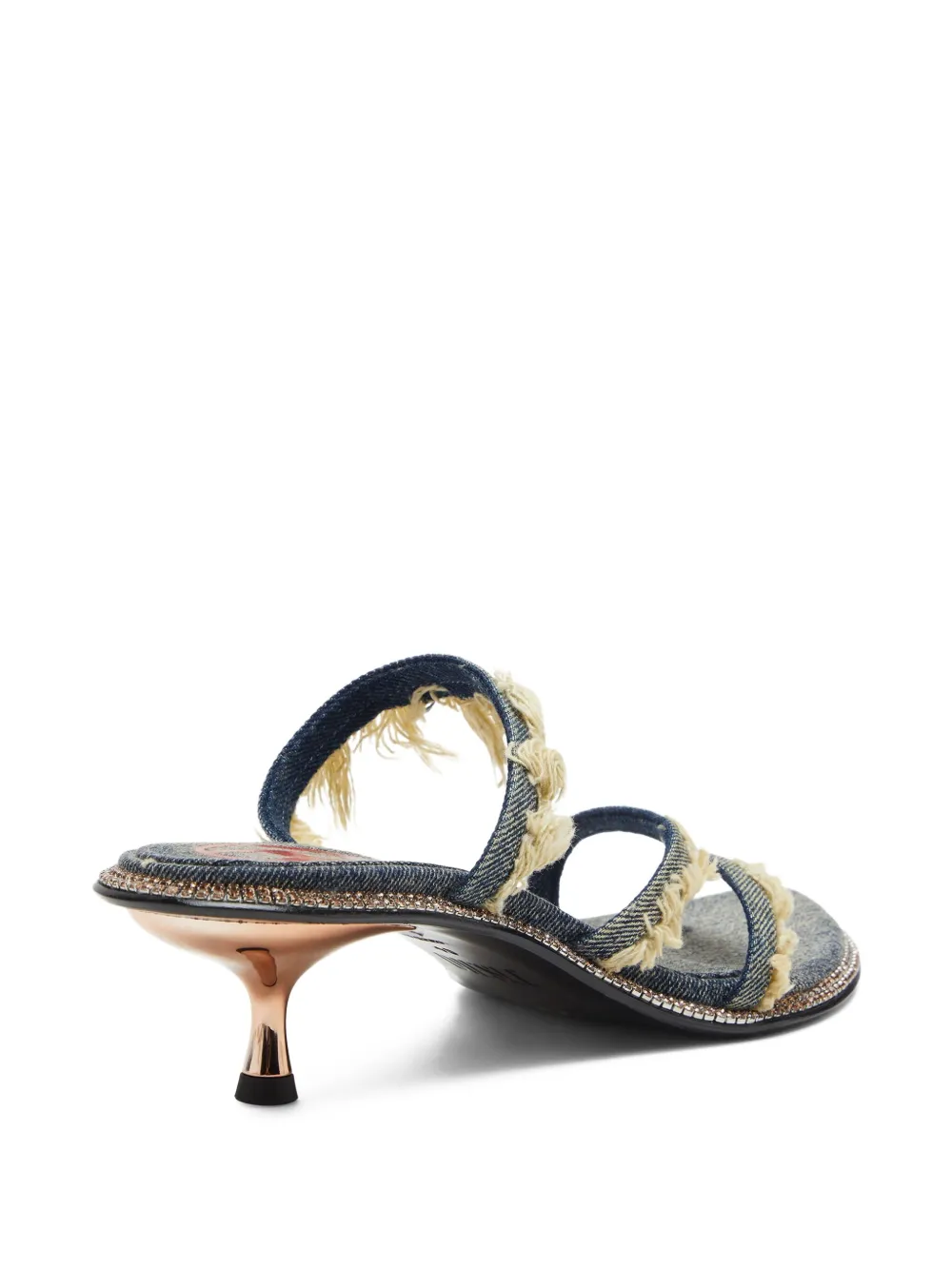 Diesel 45mm D-Havanna frayed denim crystal-embellished sandals Blue
