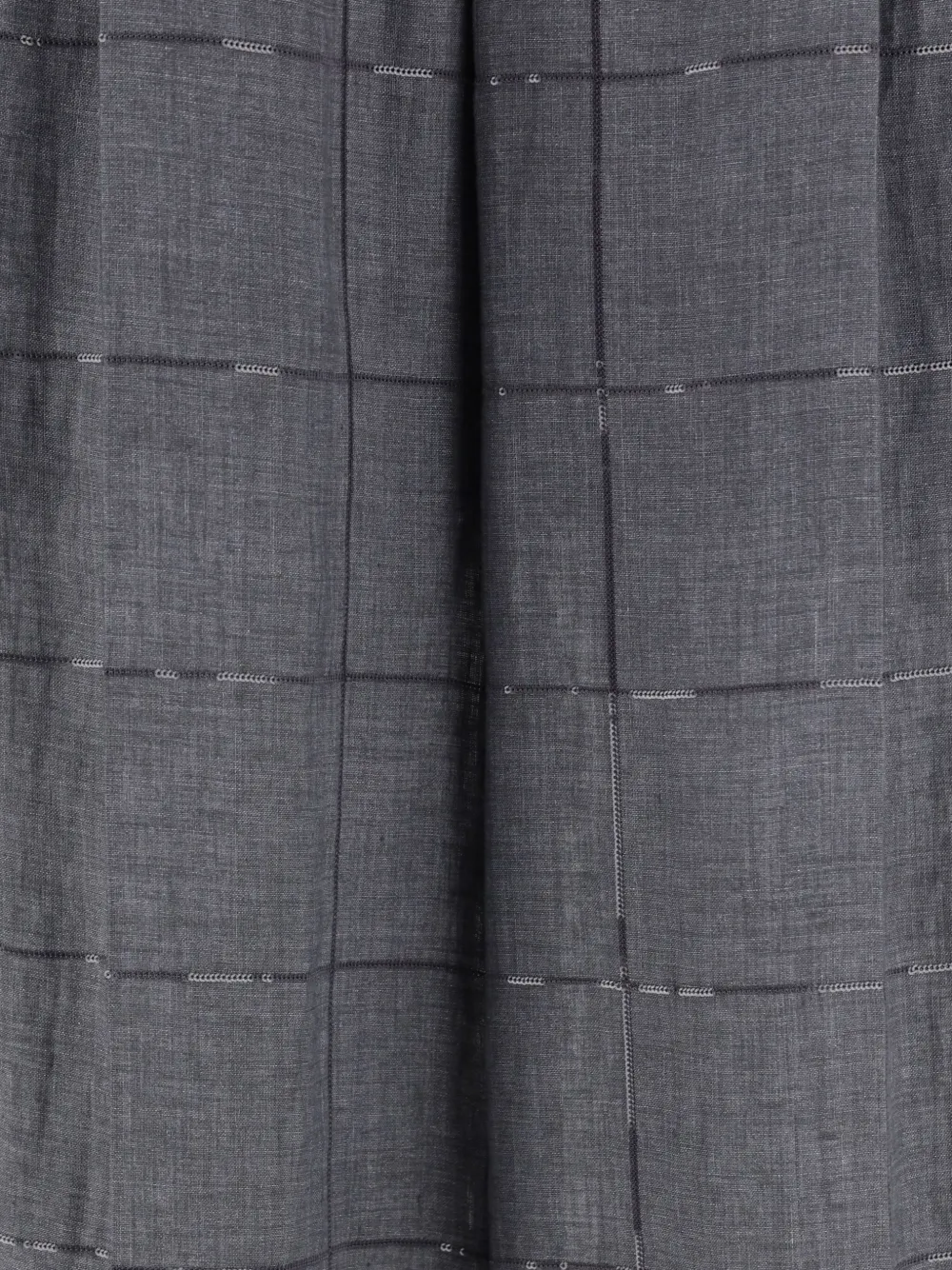 Brunello Cucinelli Check Linen Palazzo Trousers With Sequin Detail In Grau