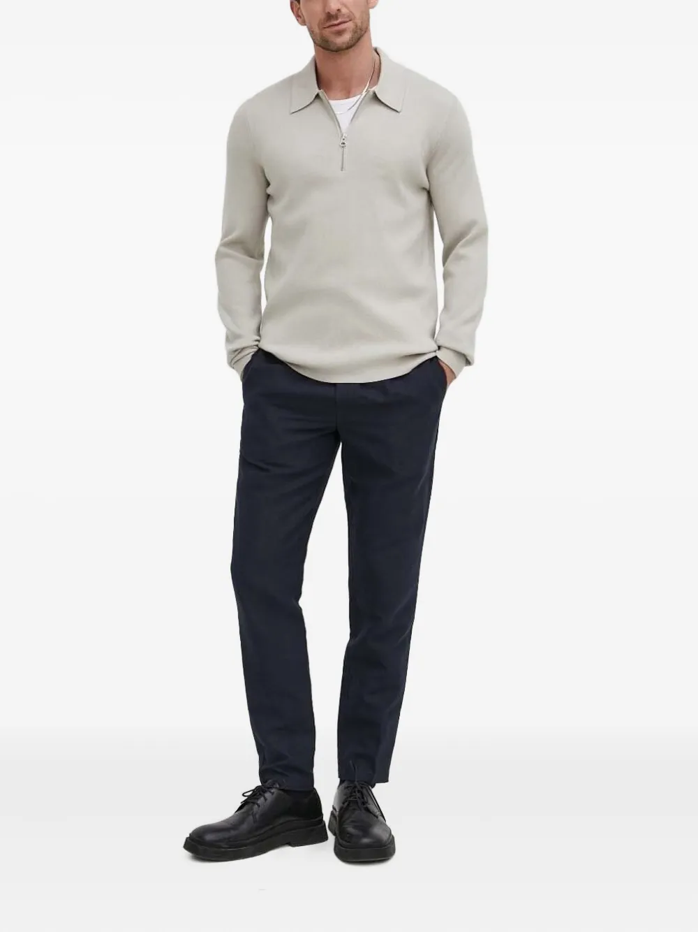 SAMSOE SAMSOE Poloshirt met lange mouwen - Beige