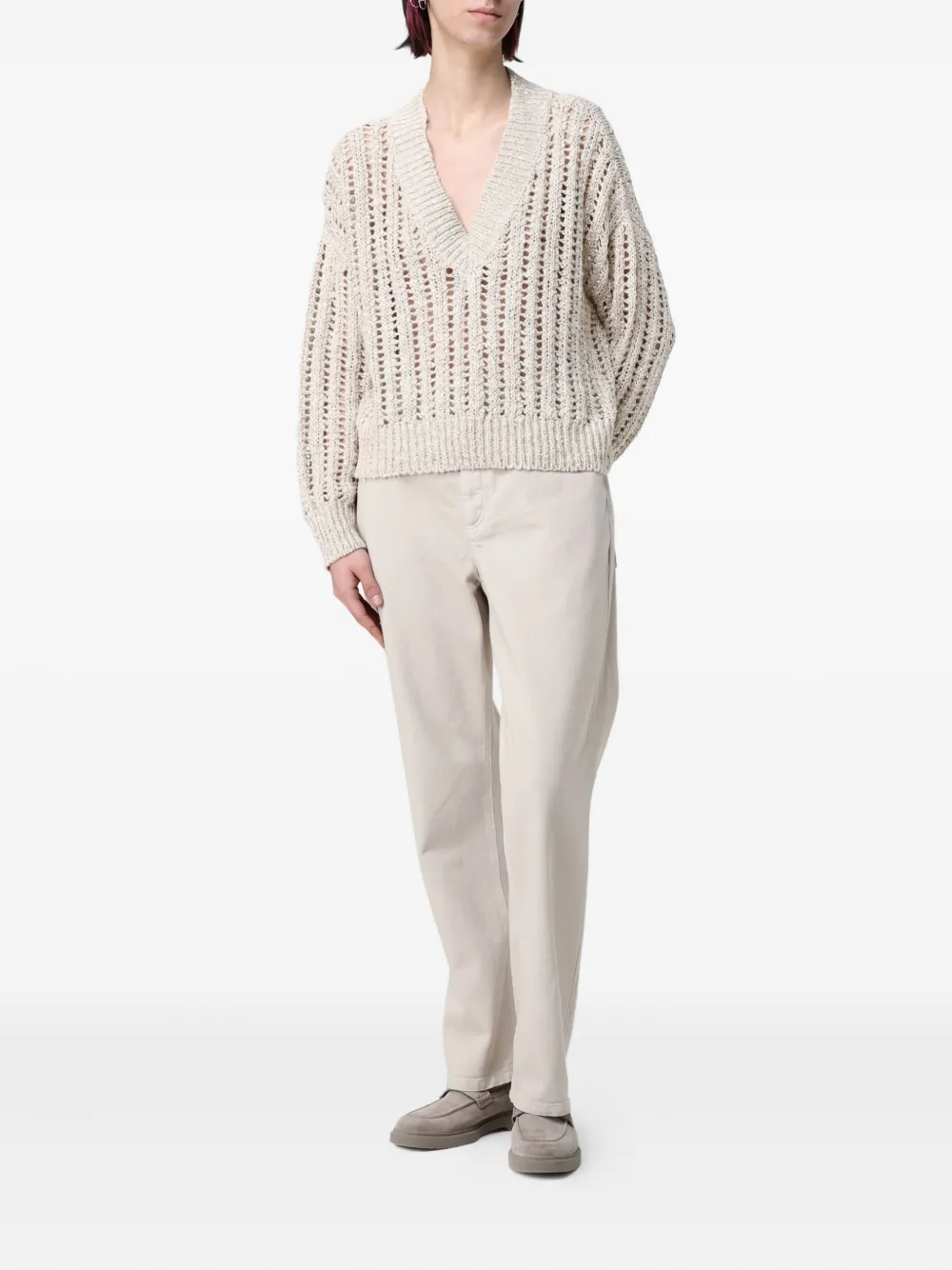 Brunello Cucinelli logo-patch trousers - Beige