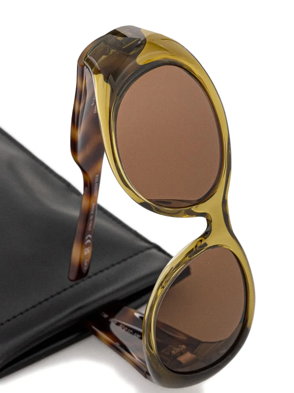 Saint Laurent Eyewear Zonnebril met rond montuur Bruin