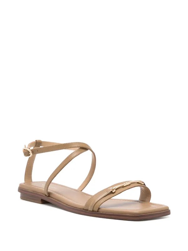 Michael Michael Kors Leather Flat Sandals Brown FARFETCH JO