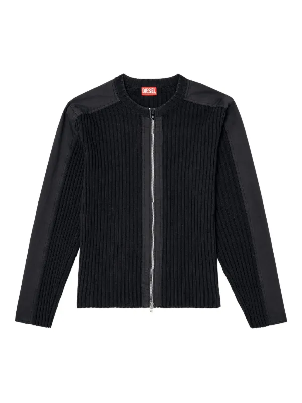 Diesel K-Matty Ribbed zip-up Cardigan | Black | FARFETCH ZA