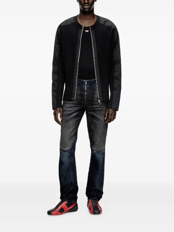 Diesel Cardigan K-Matty Canelado Com Zíper | Preto | FARFETCH BR