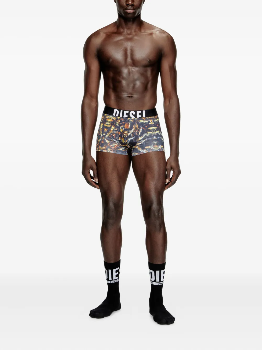 Diesel Damien slip met insectenprint Zwart