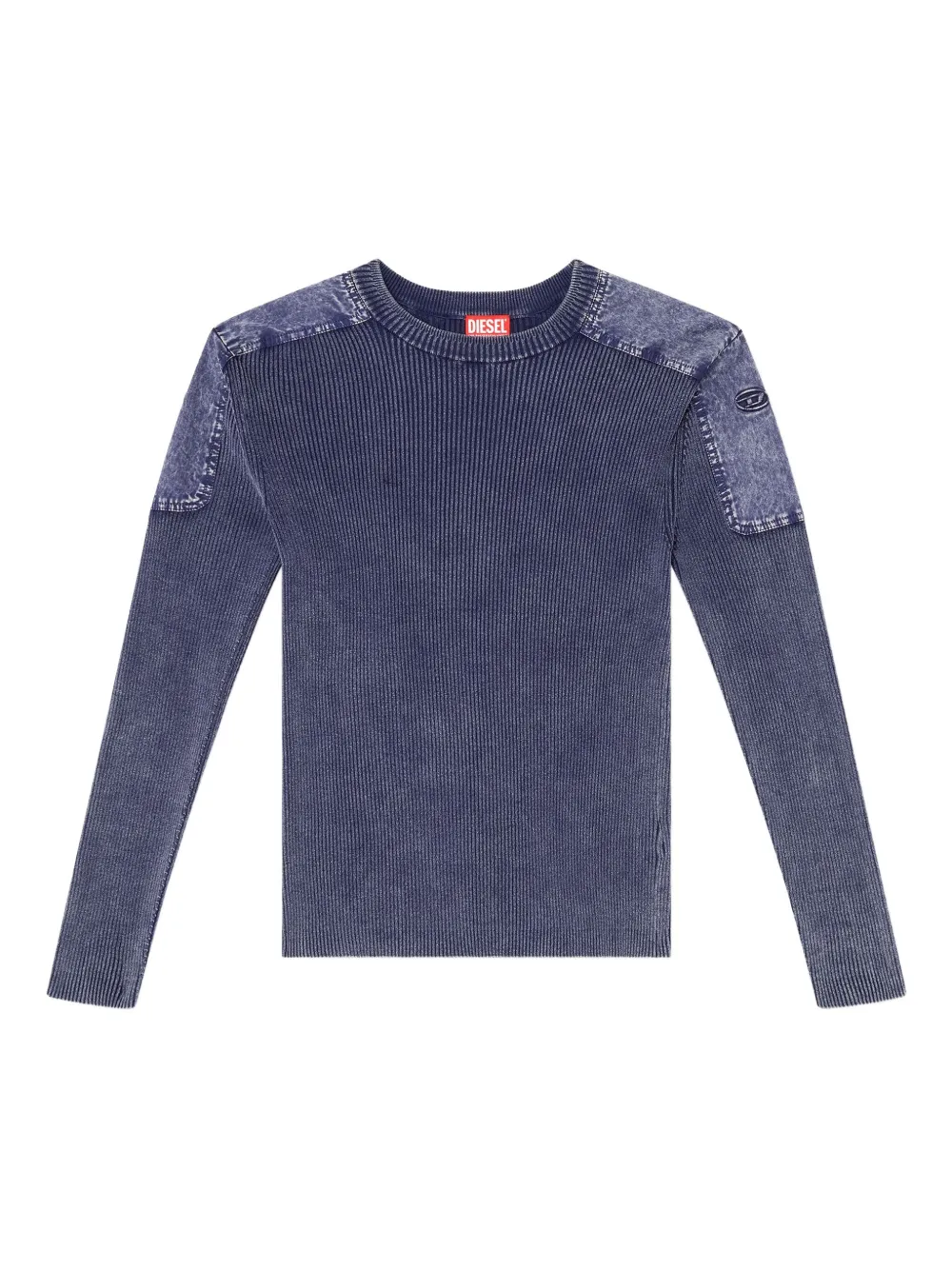Diesel K-Martin panelled ribbed jumper Blauw