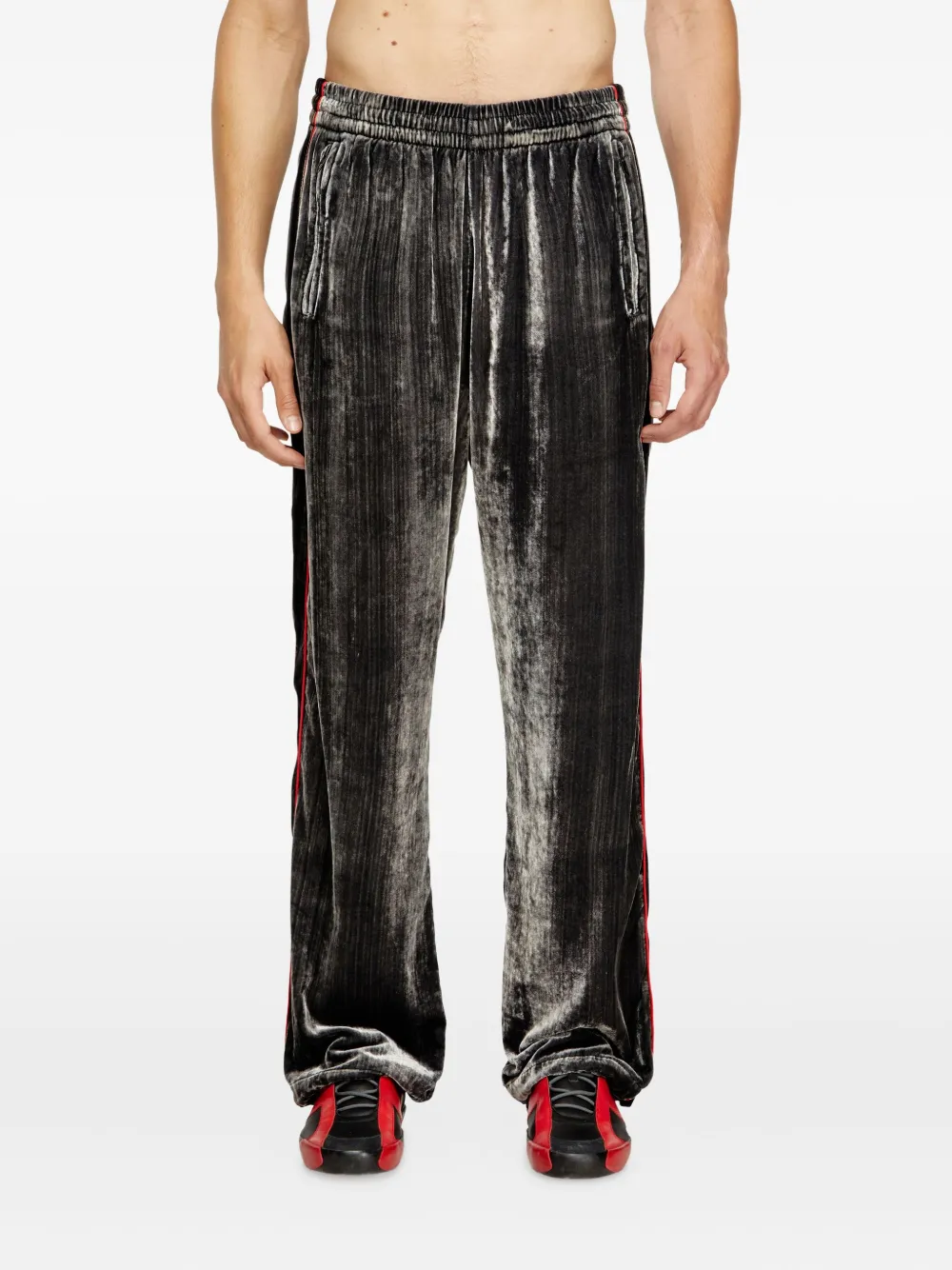 Diesel P-Hay velour side-stripe trousers Grijs