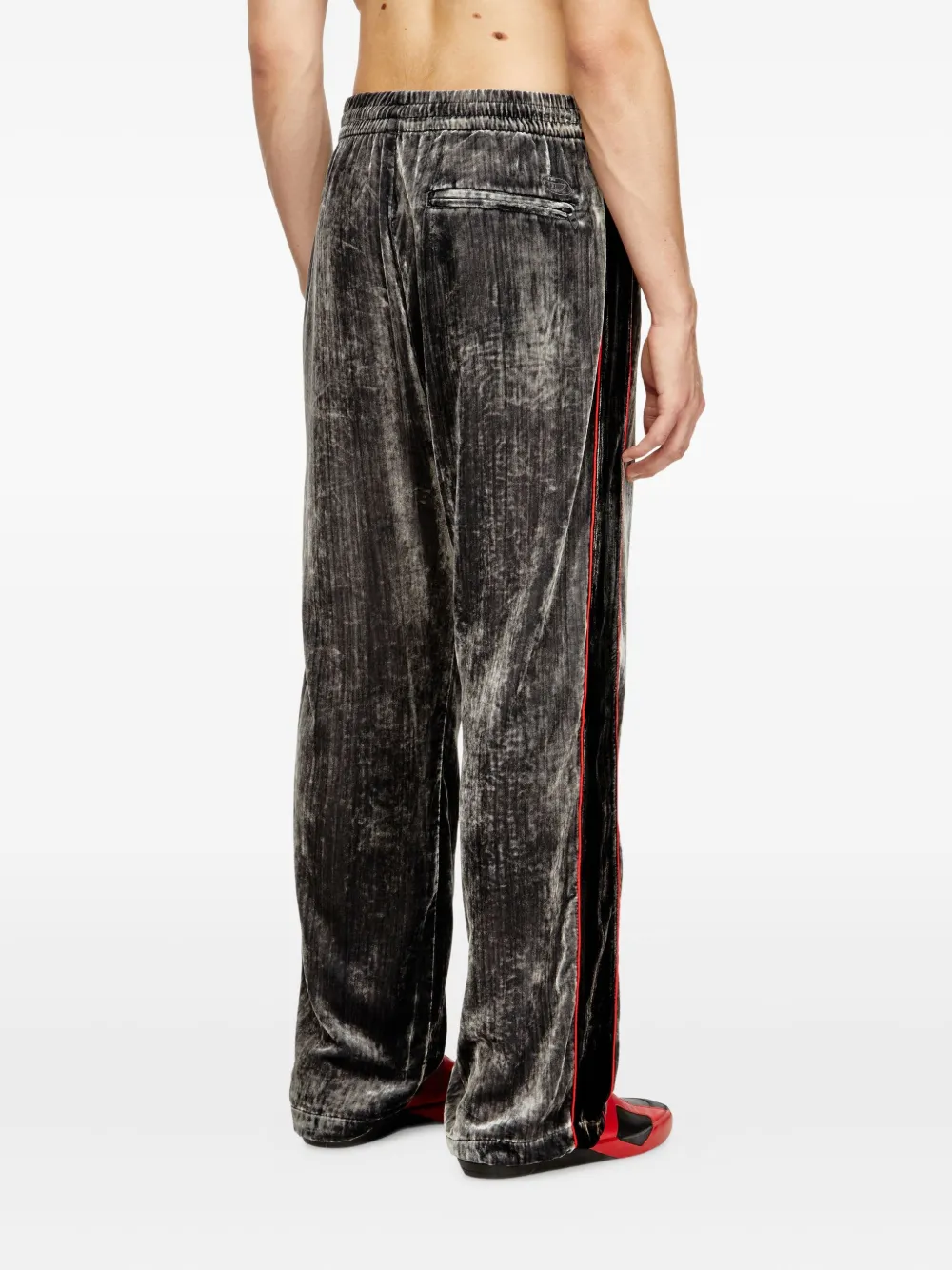 Diesel P-Hay velour side-stripe trousers Grijs