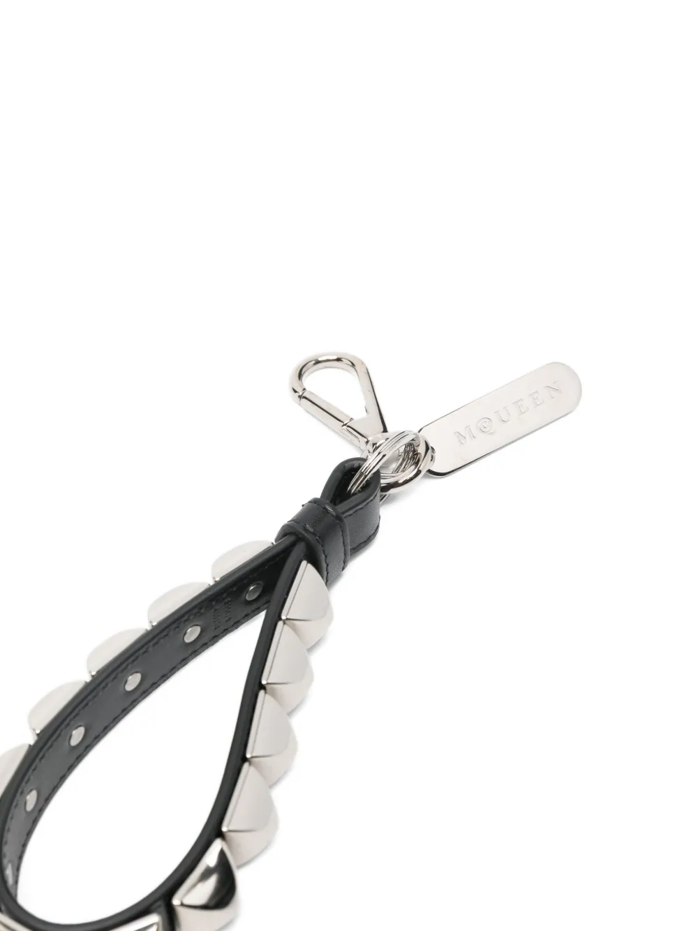 Alexander Mcqueen Stud Leather Keyring In Black