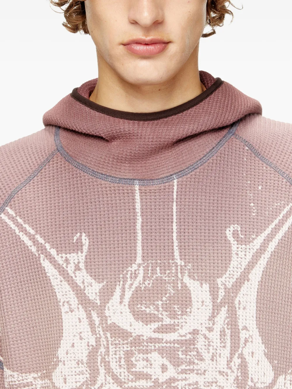 Diesel S-Waf-Hood-New wafelgebreide hoodie Roze