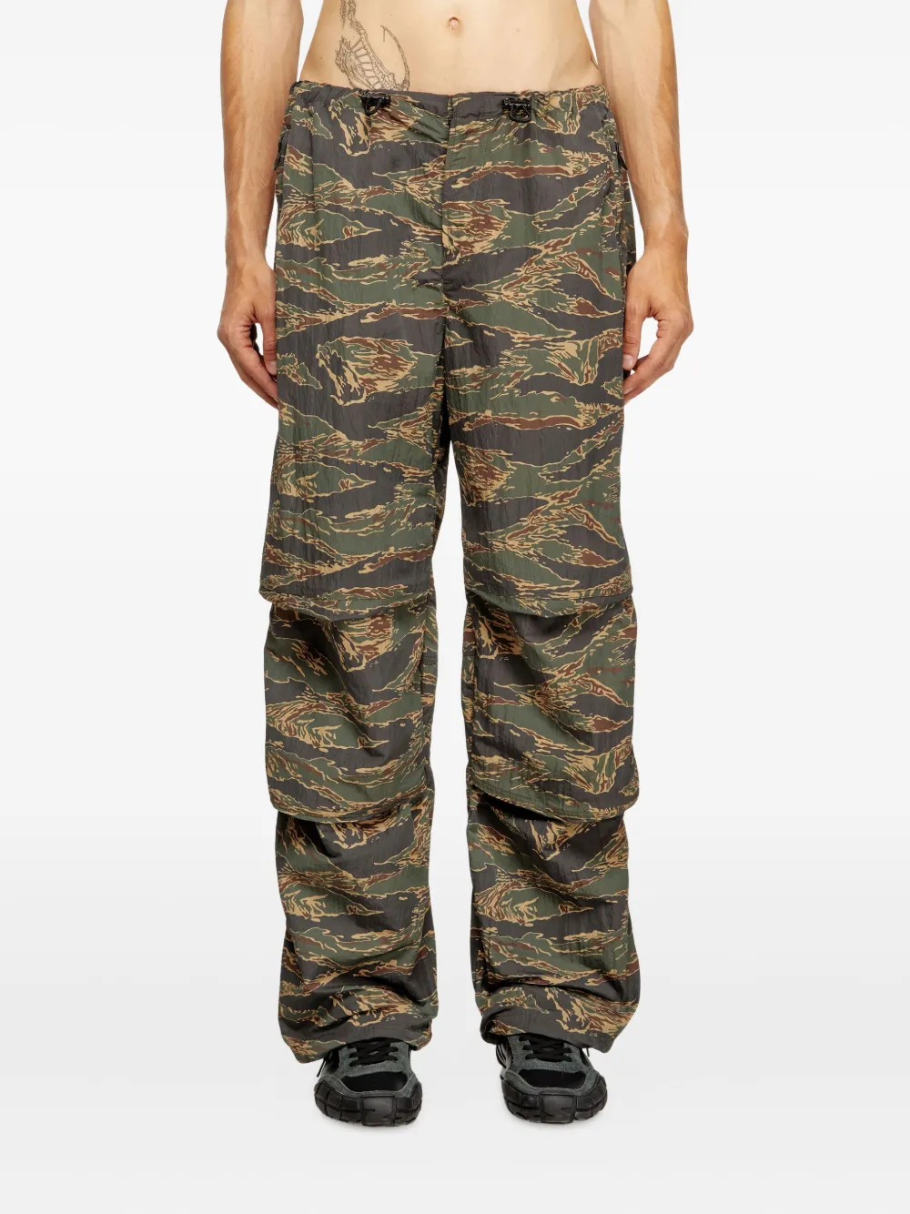 Diesel Broek met grafische print Groen
