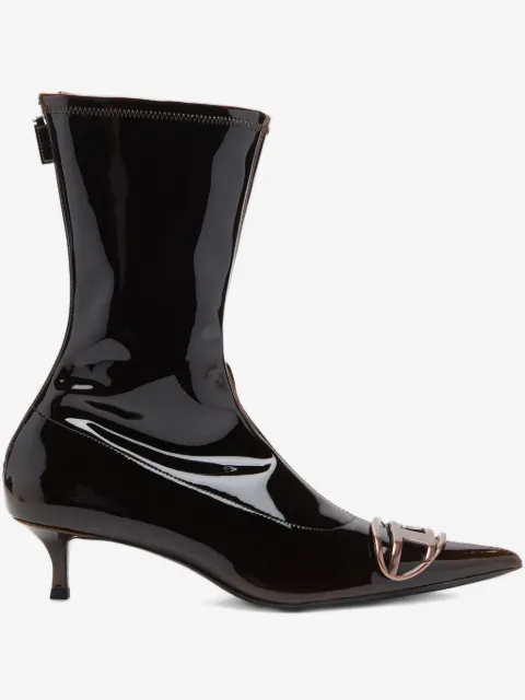 Diesel 45mm D-Venus patent-leather pointed-toe boots