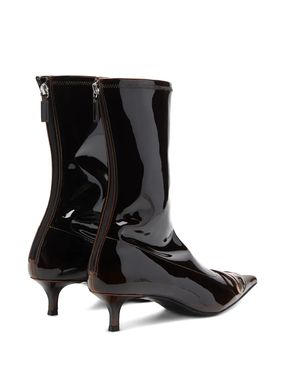 Diesel 45mm D-venus Patent-leather Pointed-toe Boots In Black