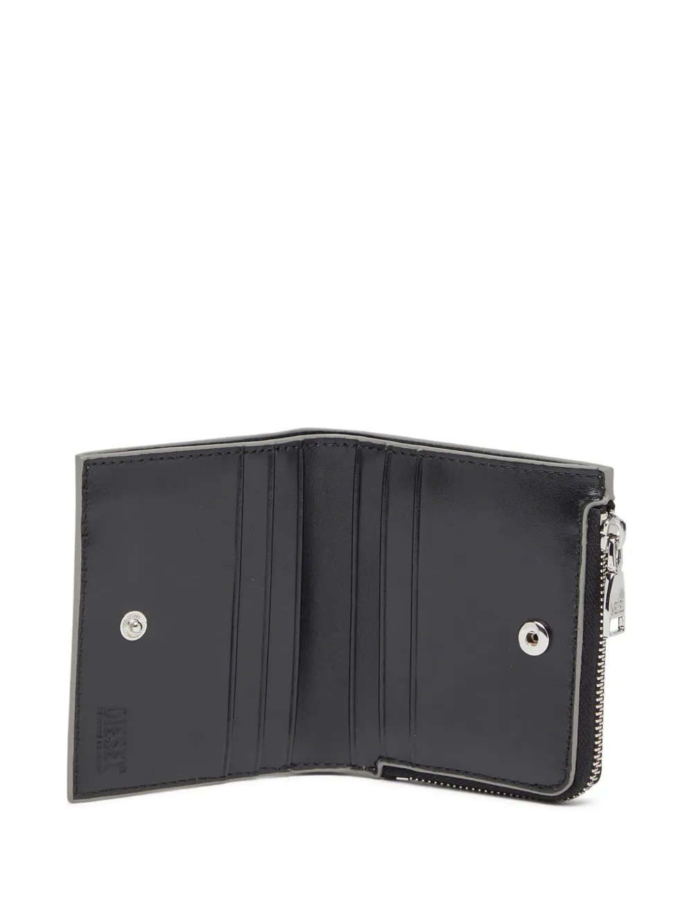 Diesel 1dr Metallic Zippered Wallet In Gray