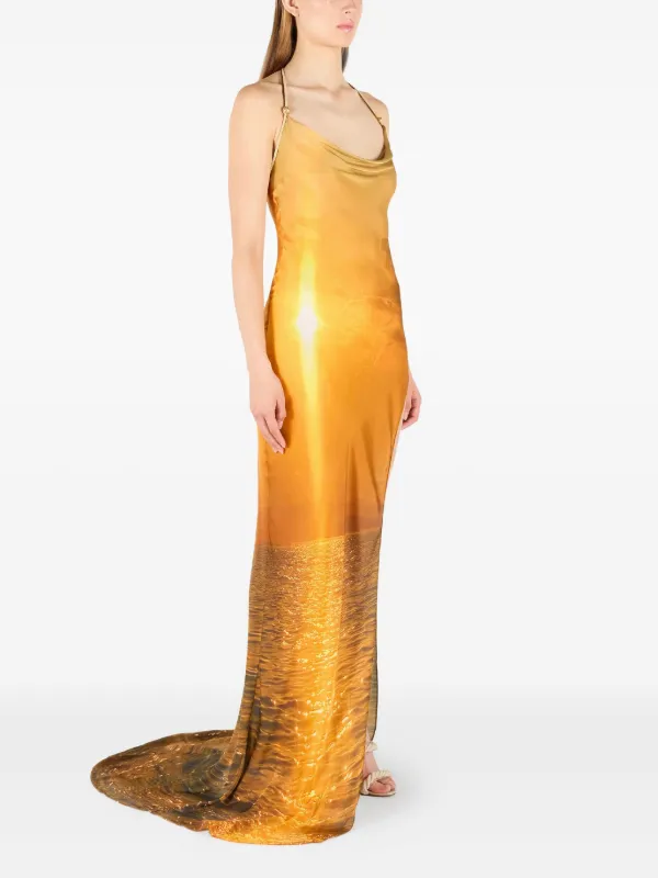 Roberto Cavalli sunset-print Maxi Dress Yellow FARFETCH PH
