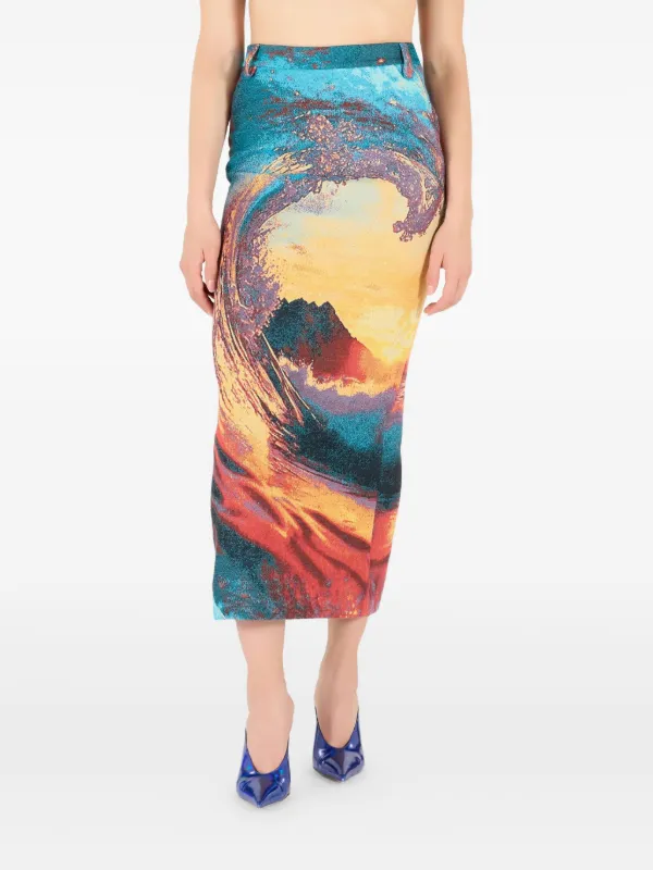 Roberto Cavalli patterned-jacquard Skirt | Blue | FARFETCH