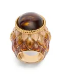 Roberto Cavalli stone-embellished scaled ring - Gold