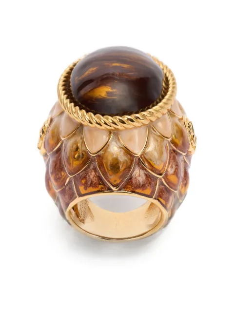 Roberto Cavalli anillo escamado con detalle de piedra