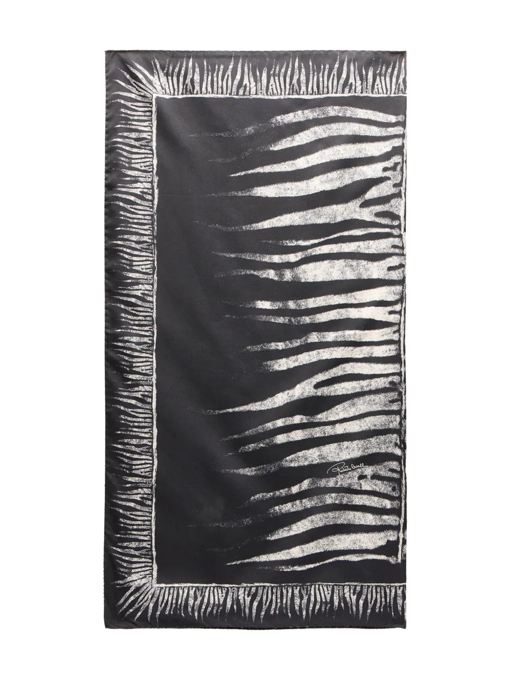 Shop Roberto Cavalli Silk Scarf In Black