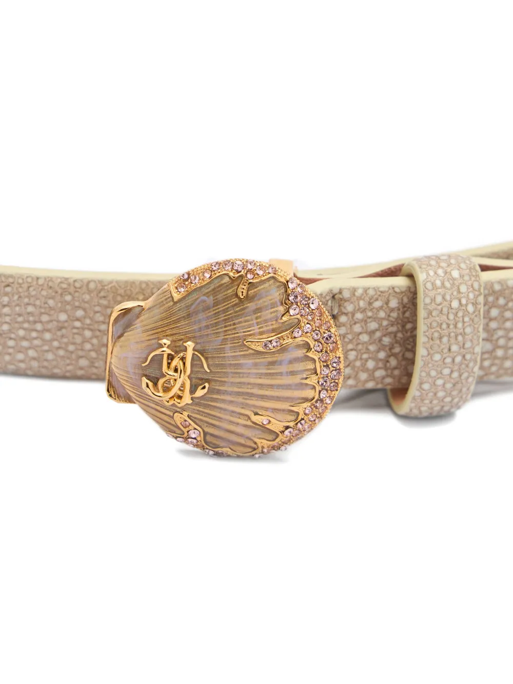 Roberto Cavalli Shell-shaped Buckle Belt In Neutrals