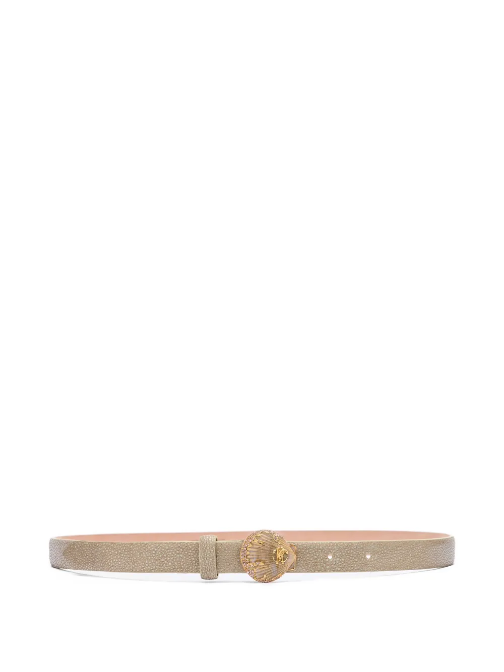 Roberto Cavalli Shell-shaped Buckle Belt In Neutrals