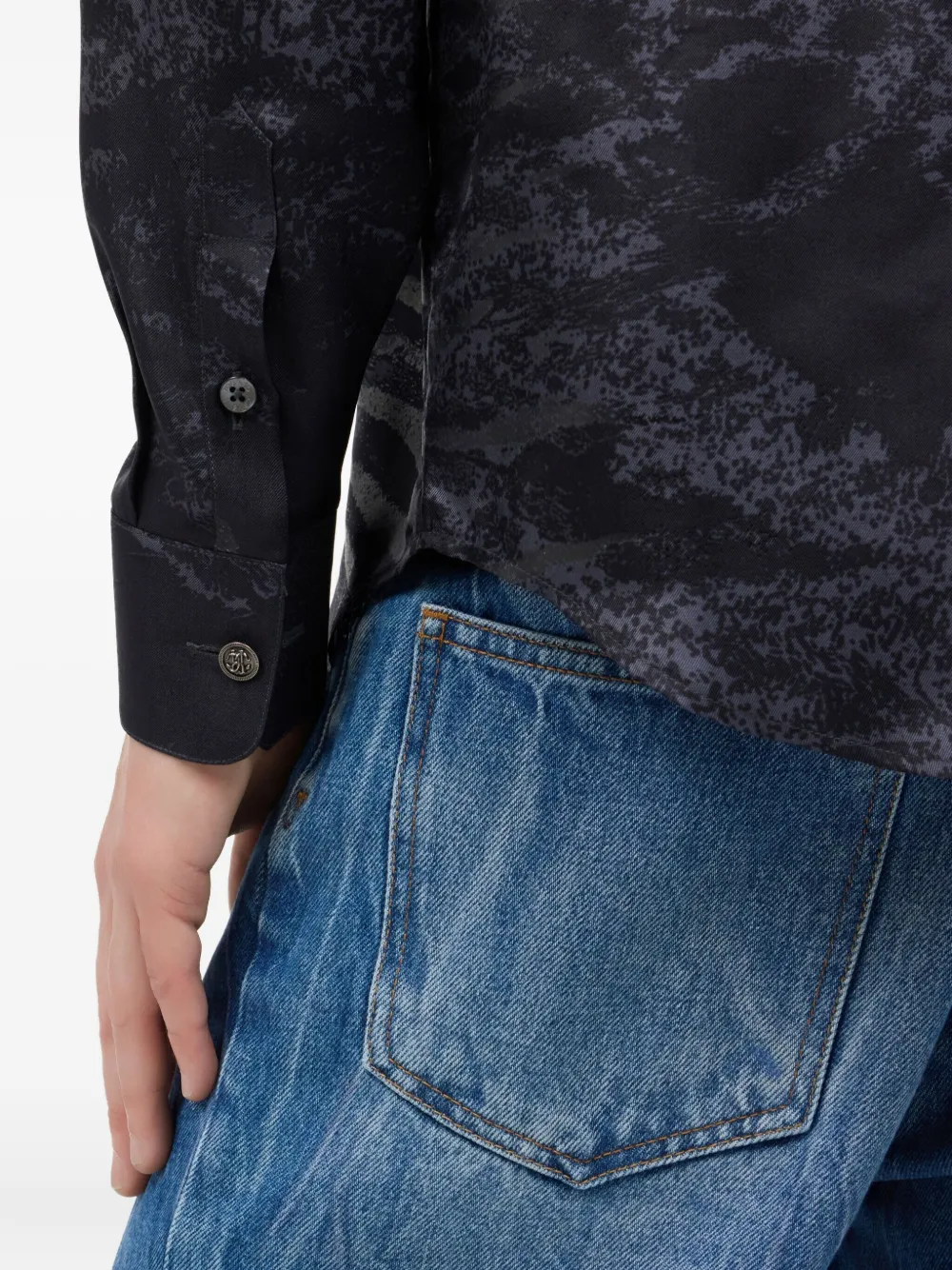 animal-print silk shirt