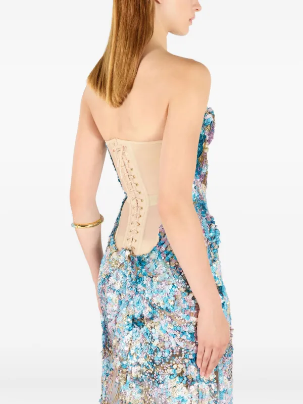 Roberto Cavalli Sequinned Maxi Dress | Blue | FARFETCH