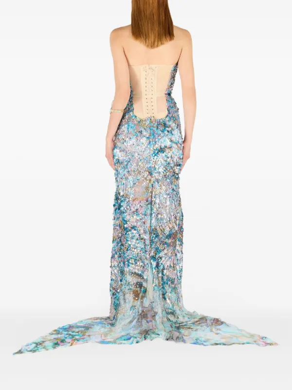 Roberto Cavalli Sequinned Maxi Dress | Blue | FARFETCH