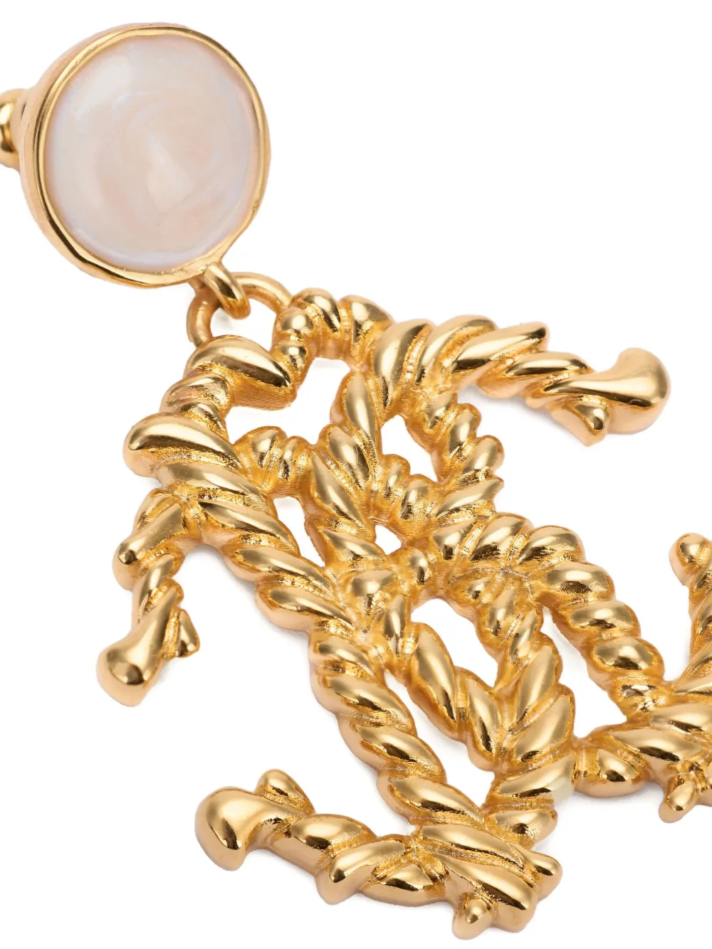 Roberto Cavalli Braided Logo Drop Earrings In Gold