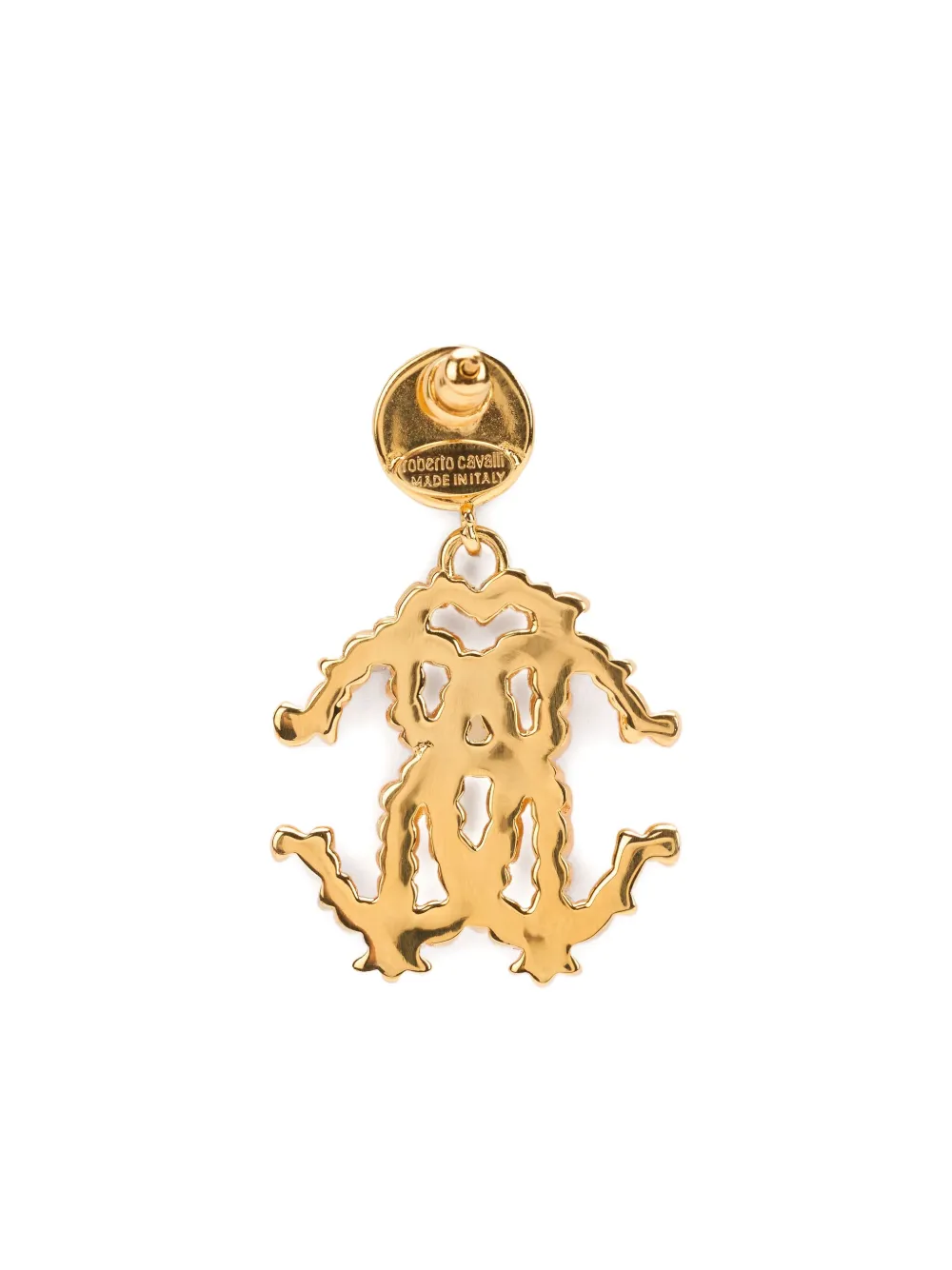 Roberto Cavalli Braided Logo Drop Earrings In Gold
