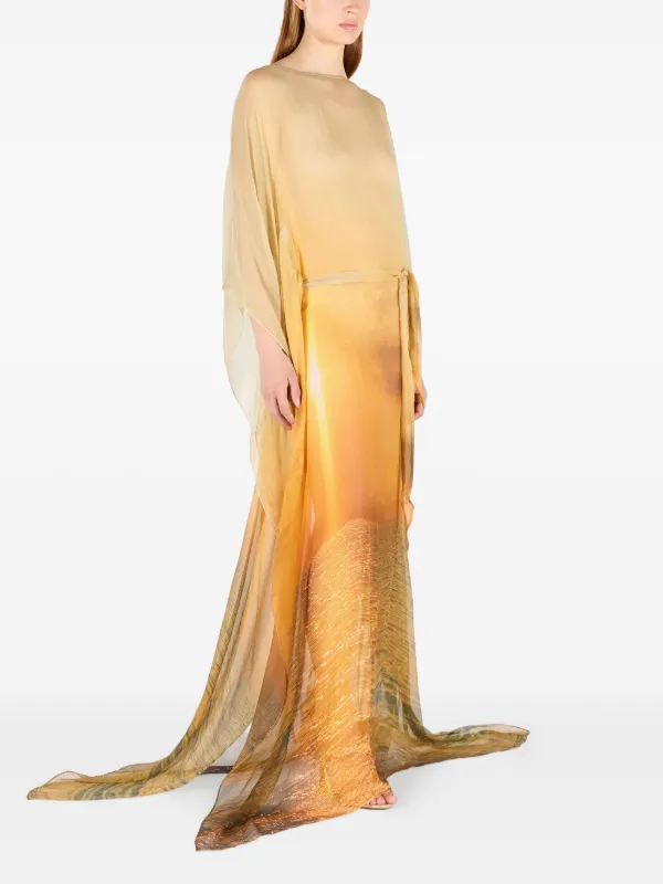 roberto cavalli orange dress Roberto Cavalli Orange Silk Ombre Swirl Dress Treasures of NYC
