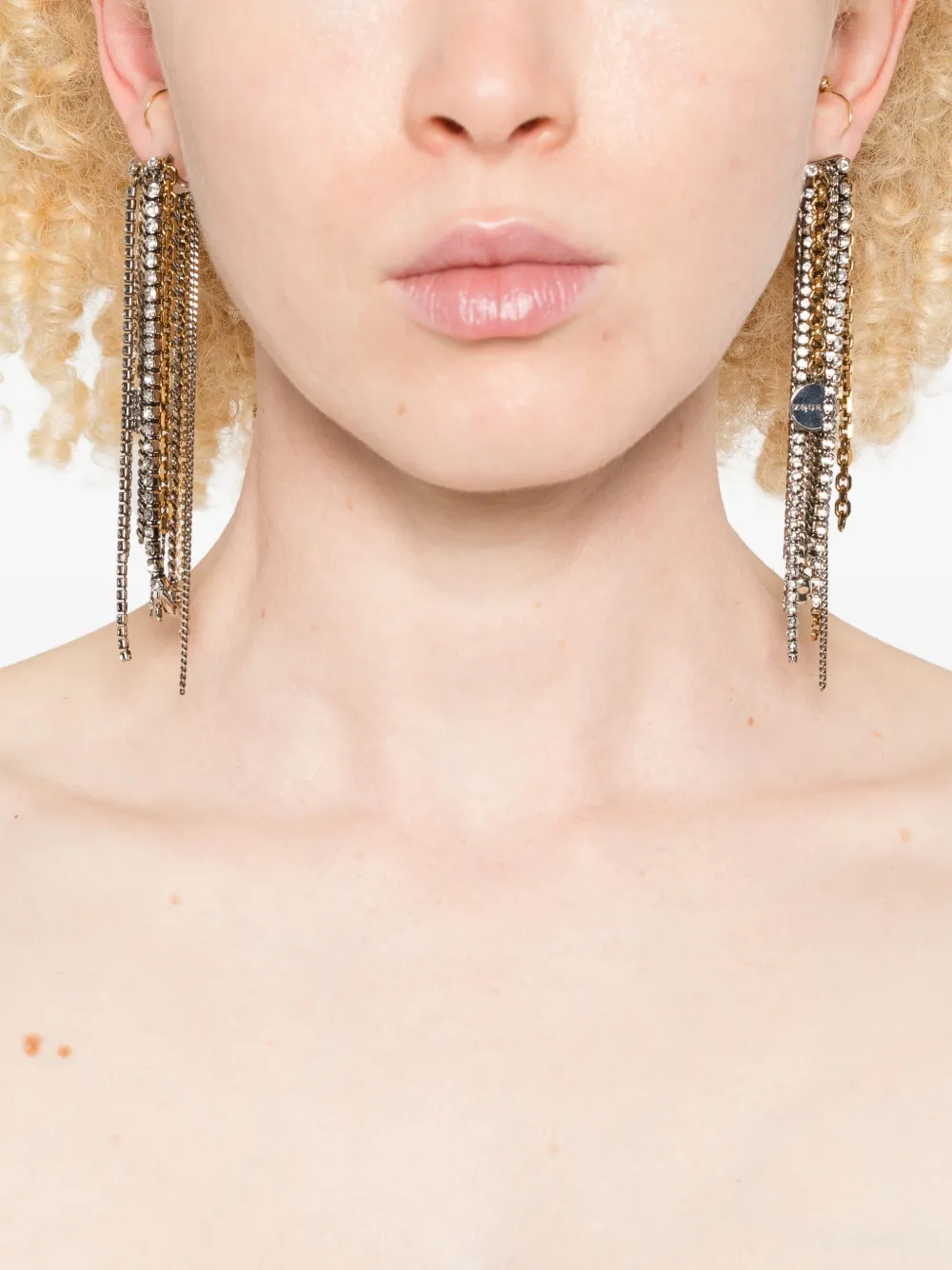 Alexander McQueen Oorbellen met kristallen ketting - Zilver