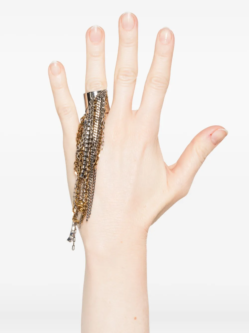 Alexander McQueen Banshee ring verfraaid met ketting - Zilver