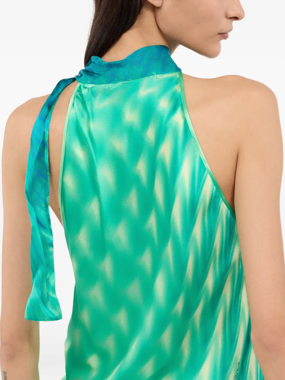 graphic-print silk top