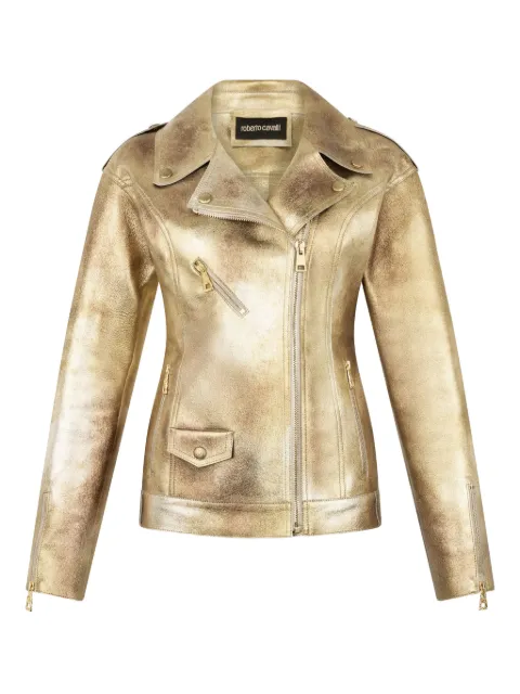Roberto Cavalli chamarra biker de cuero
