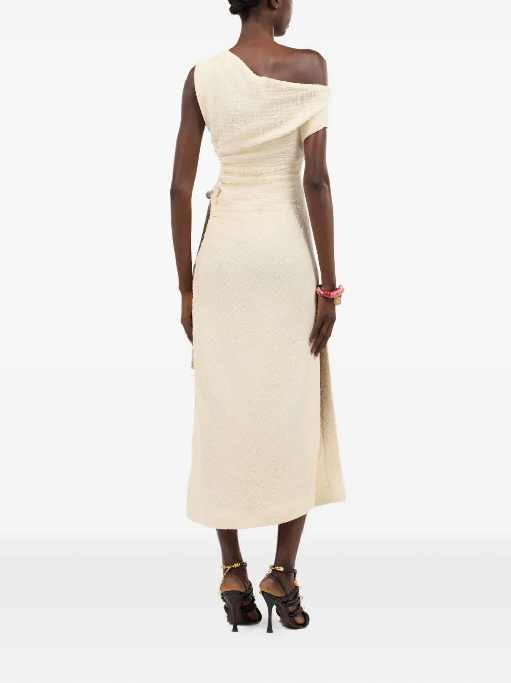 Roberto Cavalli Asymmetrische midi-jurk Beige