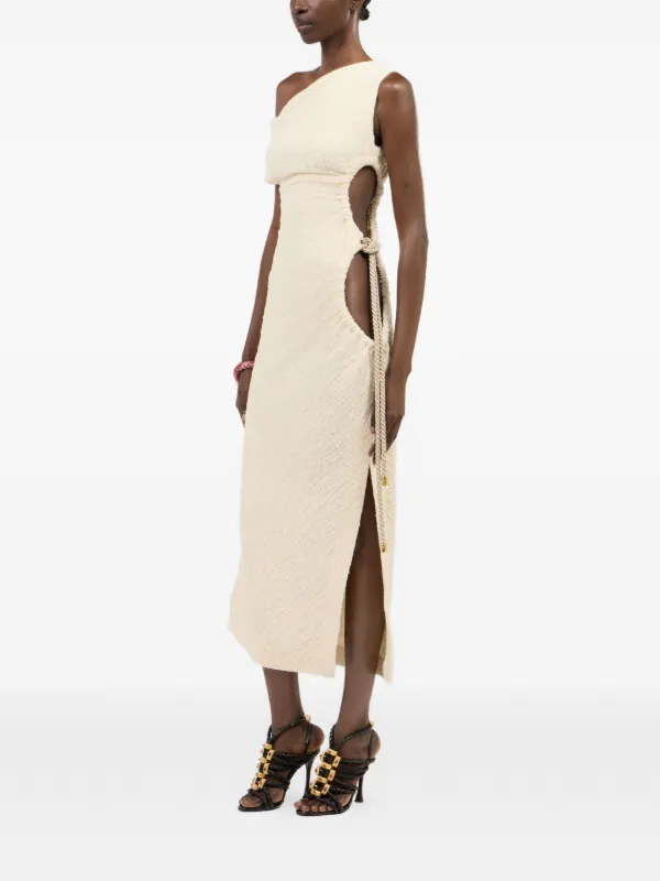 roberto cavalli one shoulder dress Roberto Cavalli 2000s Turquoise Blue Embellished One Shoulder Maxi Dress