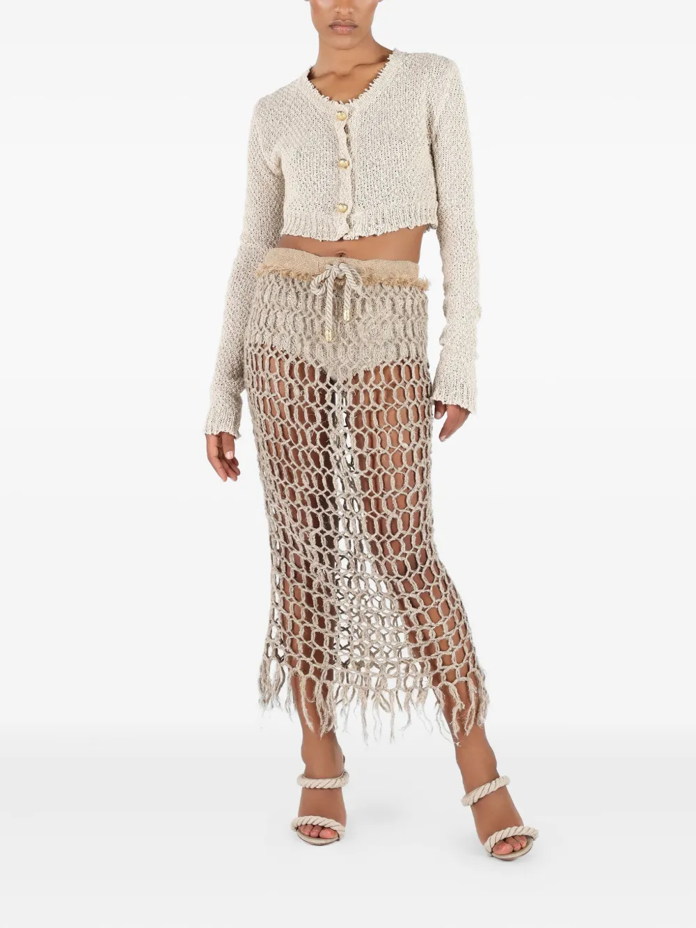 Roberto Cavalli Gehaakte rok Beige
