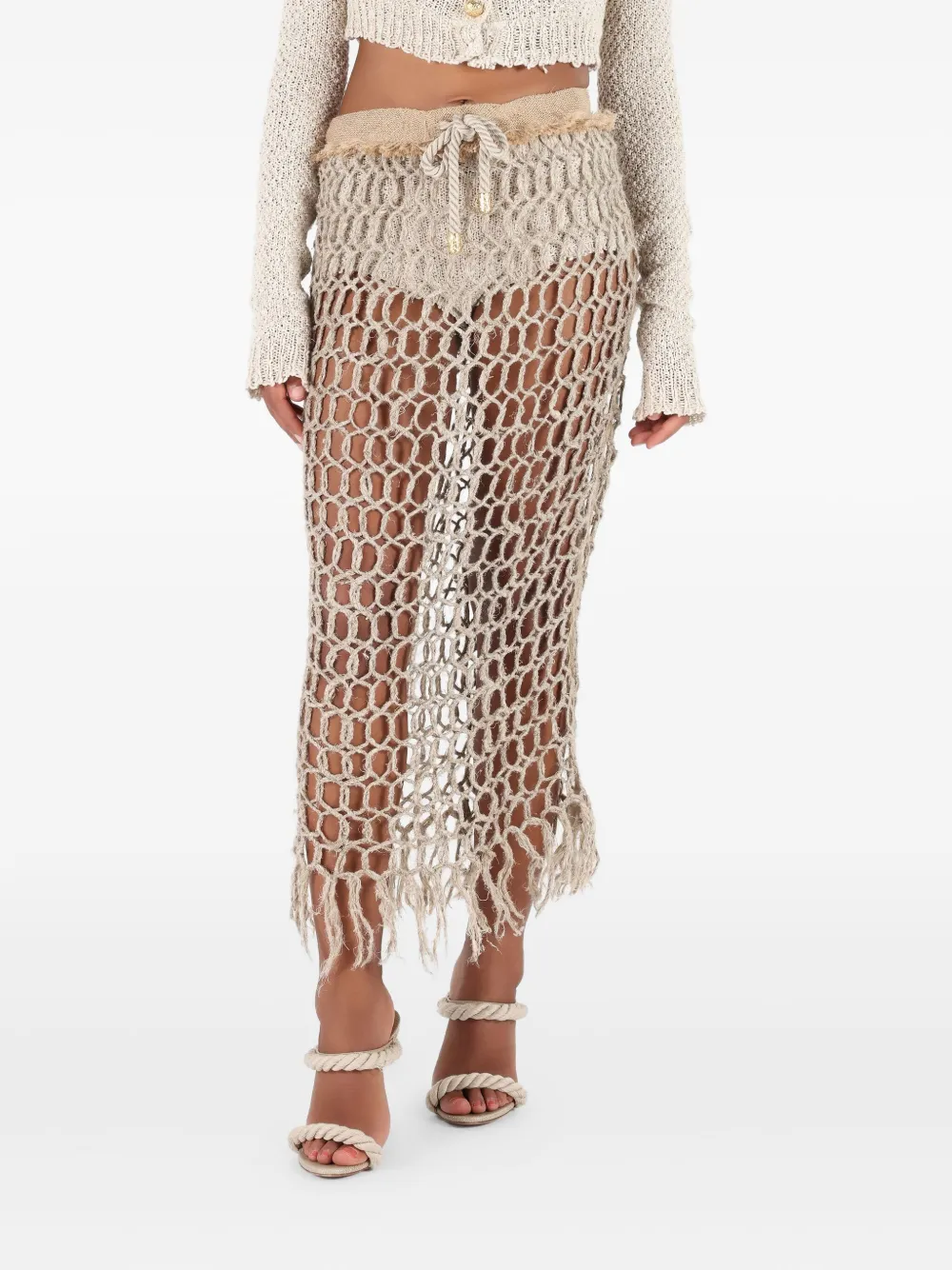 Roberto Cavalli Gehaakte rok Beige