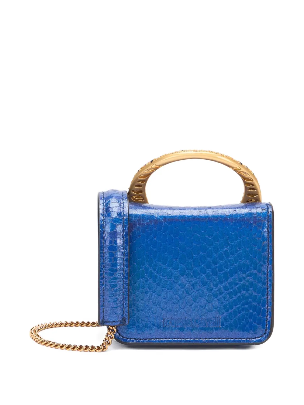 Roberto Cavalli Mini-tas met tijgerhandgreep Blauw