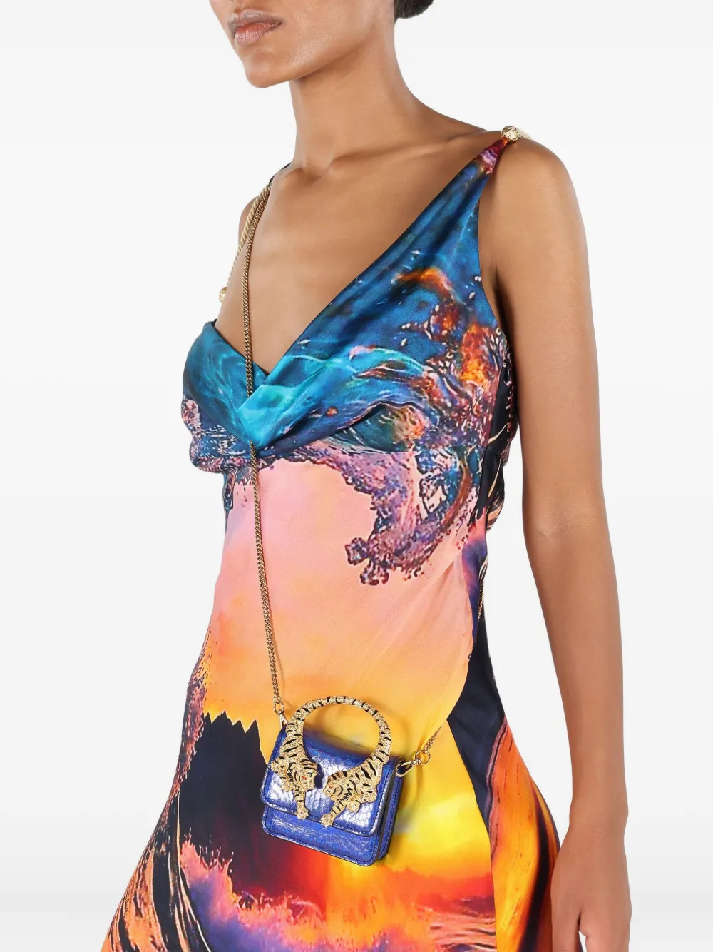Roberto Cavalli Mini-tas met tijgerhandgreep - Blauw