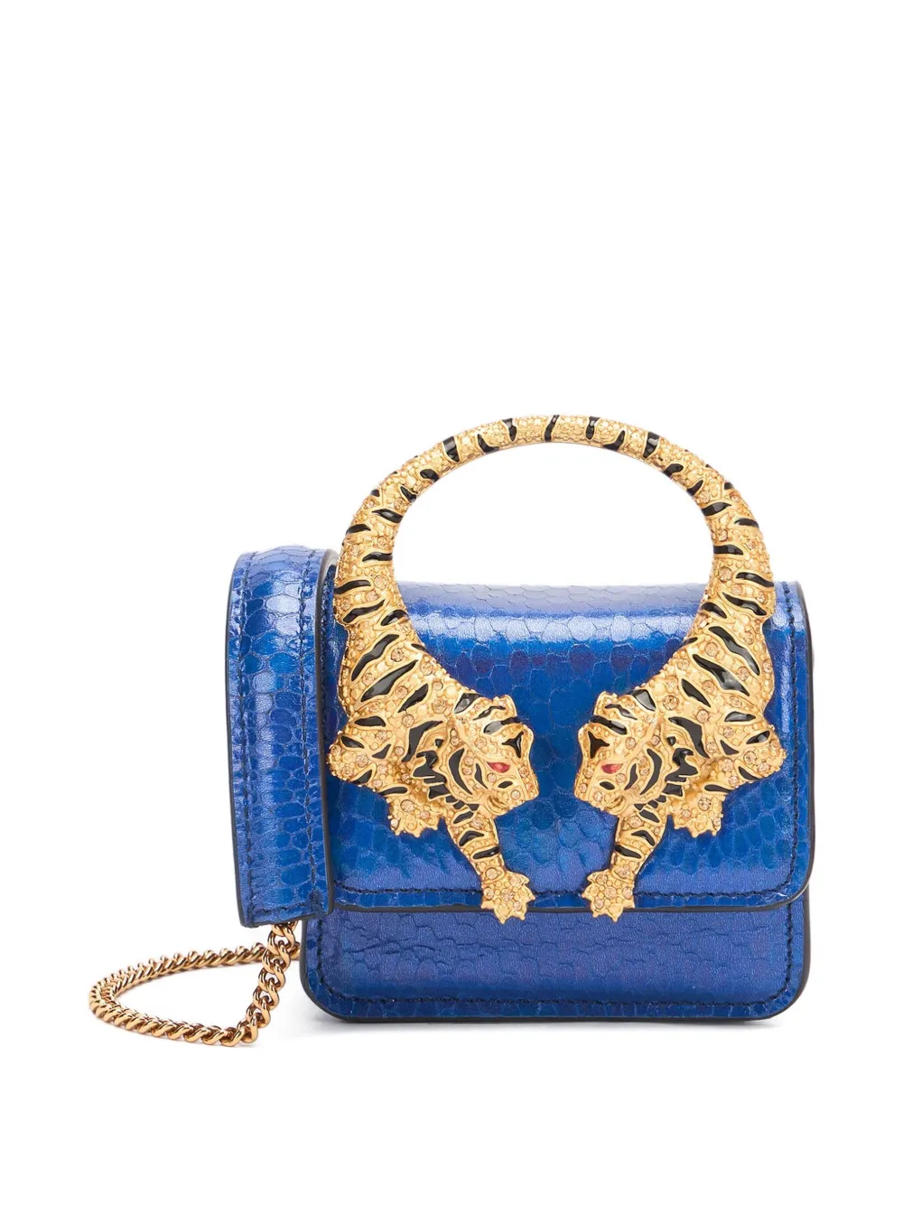 Roberto Cavalli Mini-tas met tijgerhandgreep Blauw