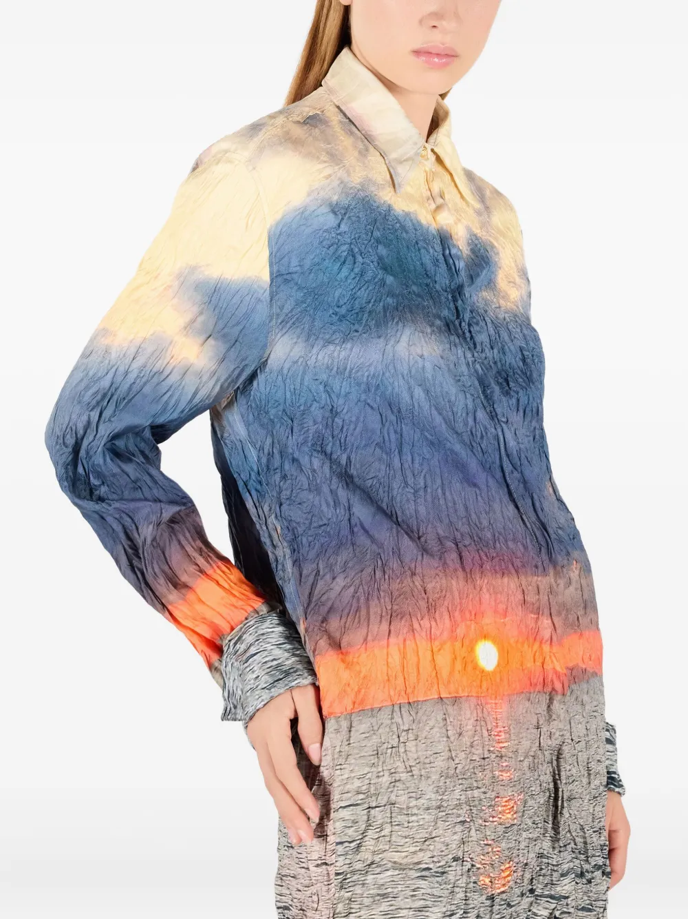 Roberto Cavalli Gerafelde blouse met print Blauw