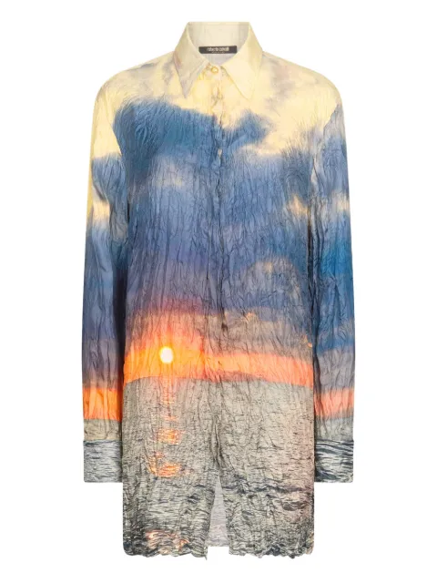 Roberto Cavalli camisa estampada con efecto envejecido