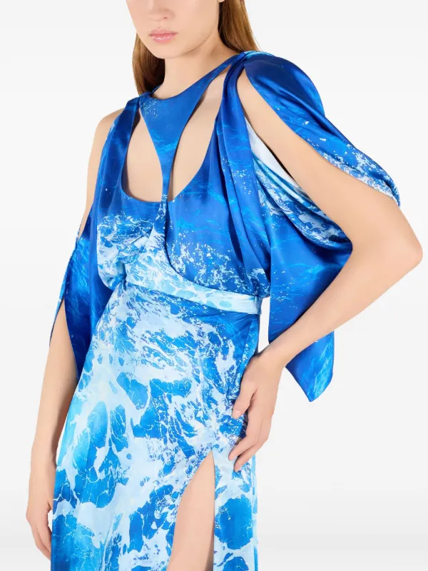 robertocavalli　ロングドレス ROBERTO CAVALLI GOWN TIERED RUFFLED JERSEY WRAP MAXI DRESS