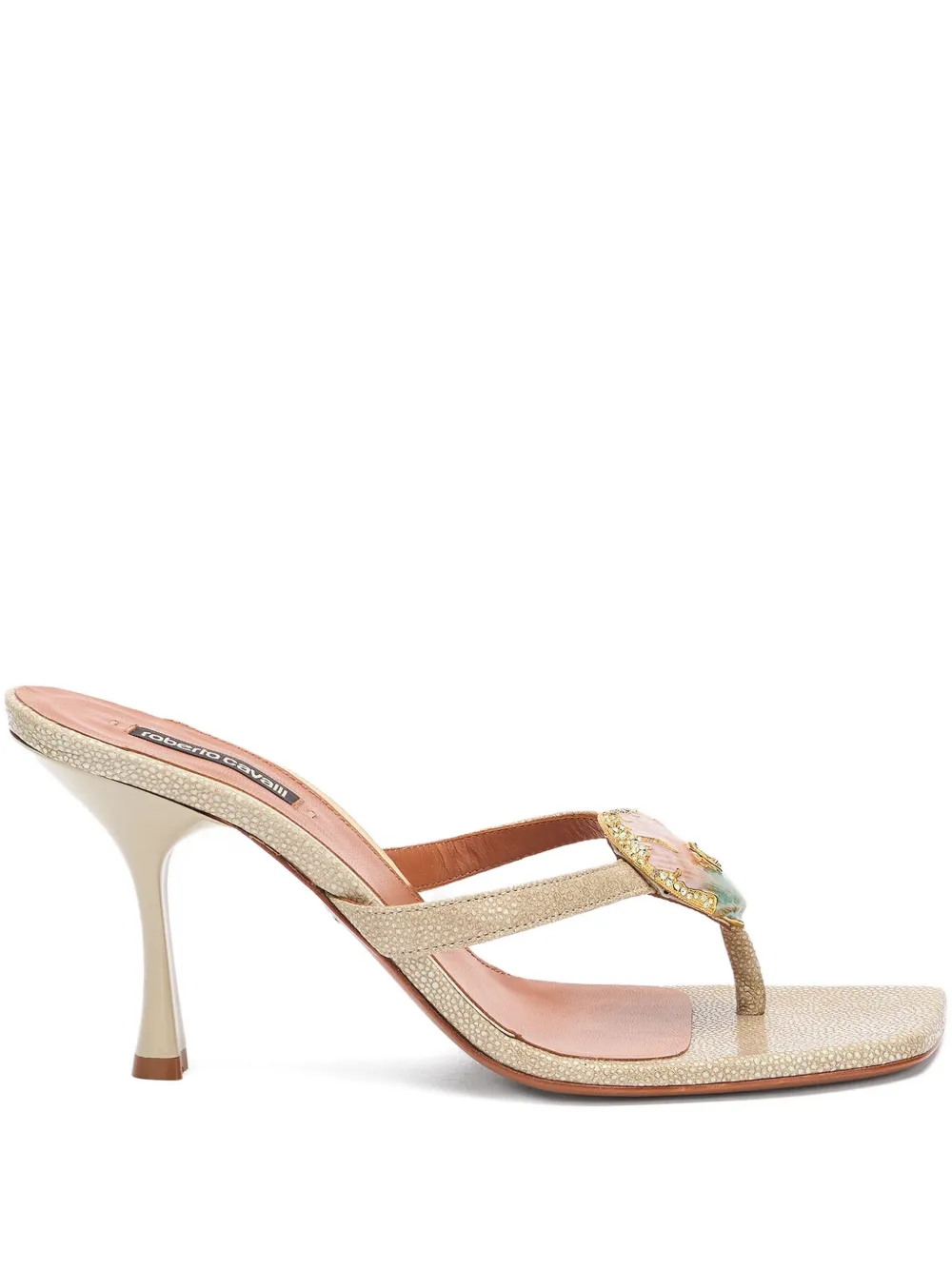 Roberto Cavalli embellished strappy sandals Neutrals
