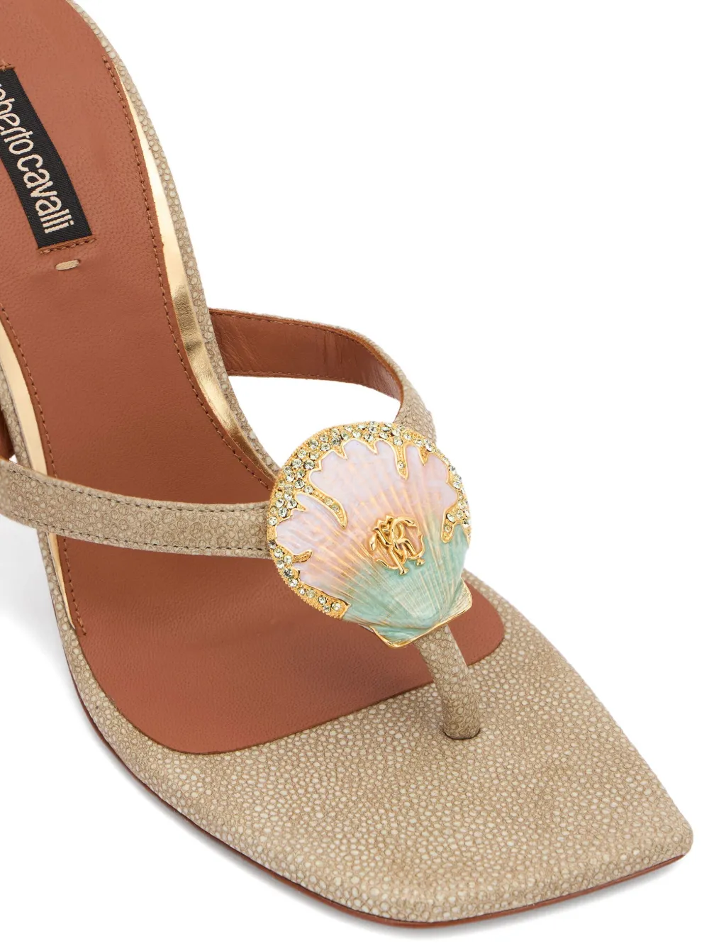 Roberto Cavalli embellished strappy sandals Neutrals