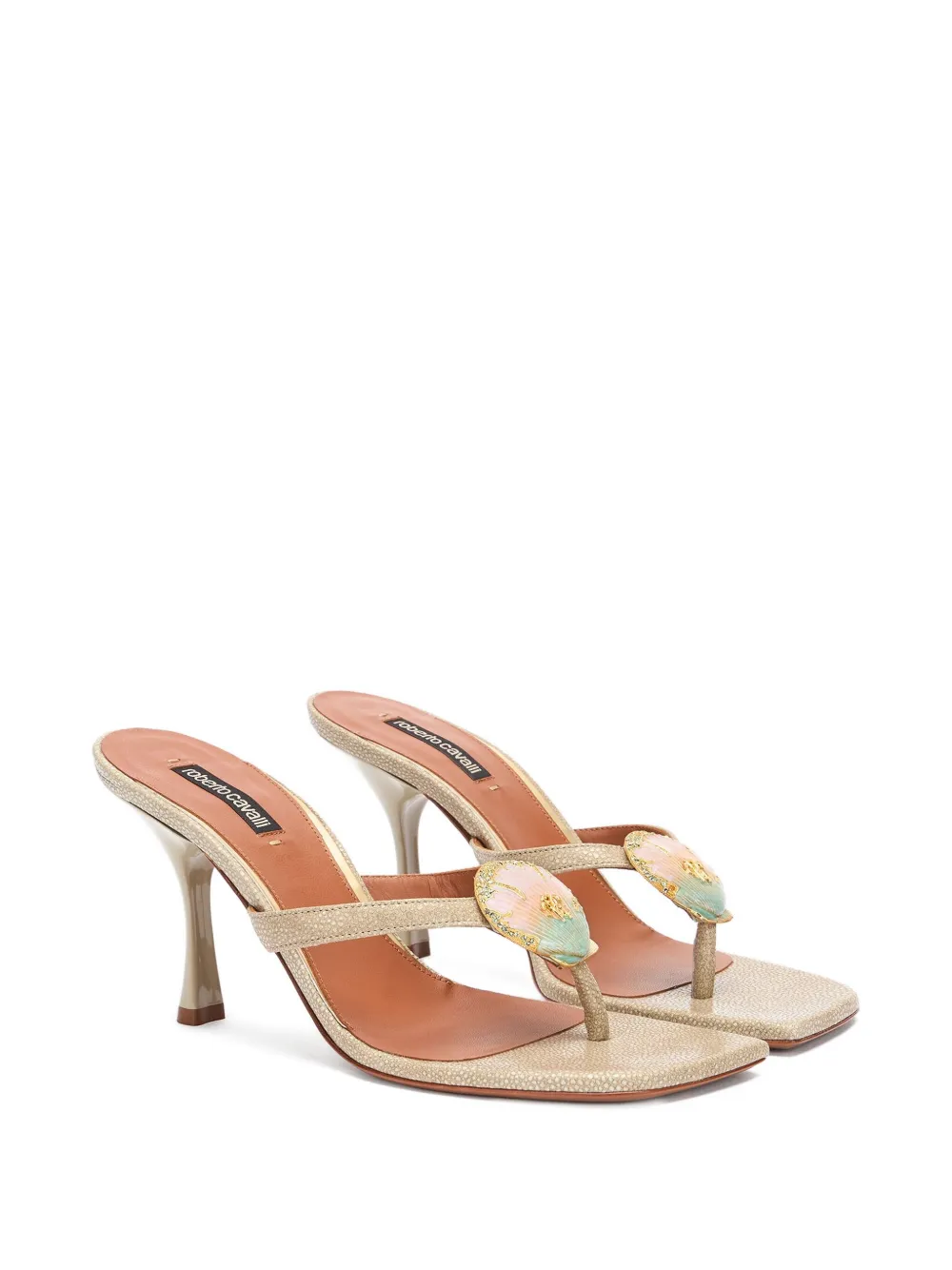 Roberto Cavalli embellished strappy sandals Neutrals