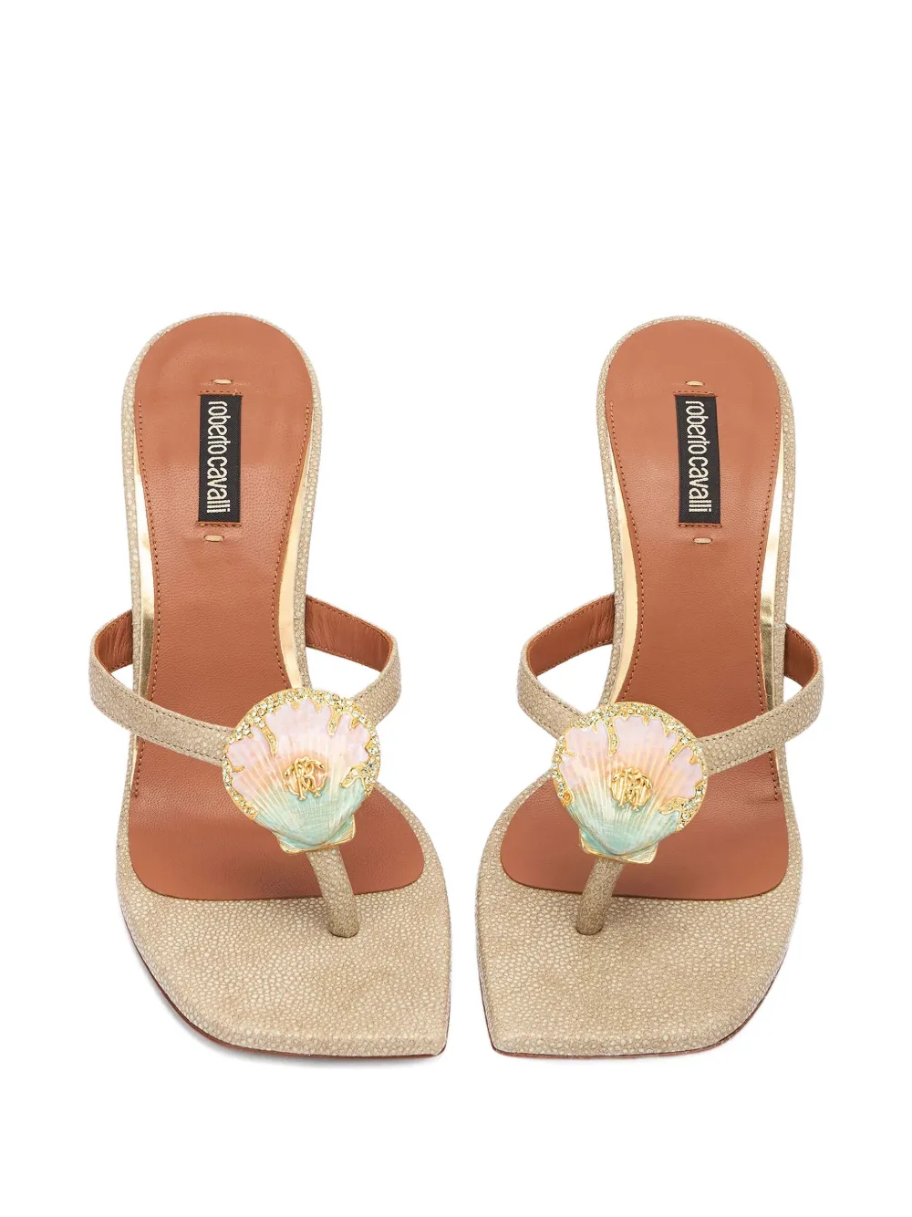Roberto Cavalli embellished strappy sandals Neutrals
