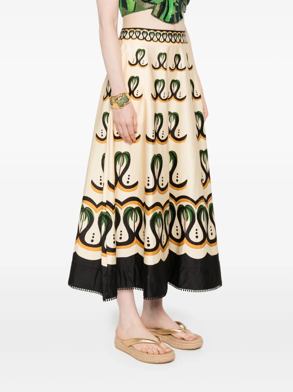 FARM Rio Coconut Tree midi-rok Beige